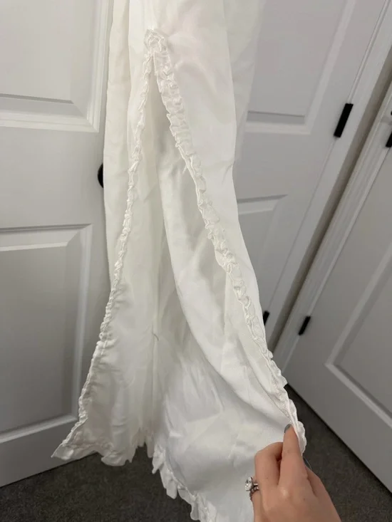 White Ruffle Trim Jumpsuit - Picture 4 of 9